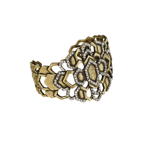 DECO CASCADE ADJUSTABLE BRASS CUFF on a white background