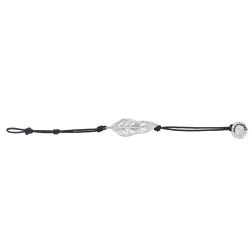 SCULPTED FEATHER LEATHER WRAP BRACELET on a white background