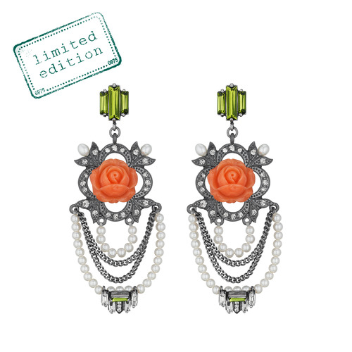 LA BELLE ROSE CHANDELIER EARRINGS on a white background