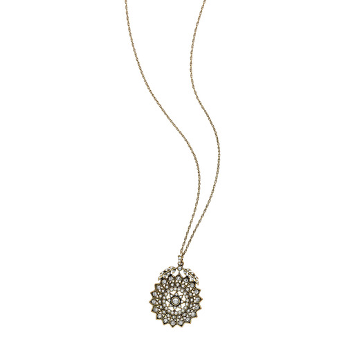 STARBURST + SEED PEARL LONG PENDANT on a white background