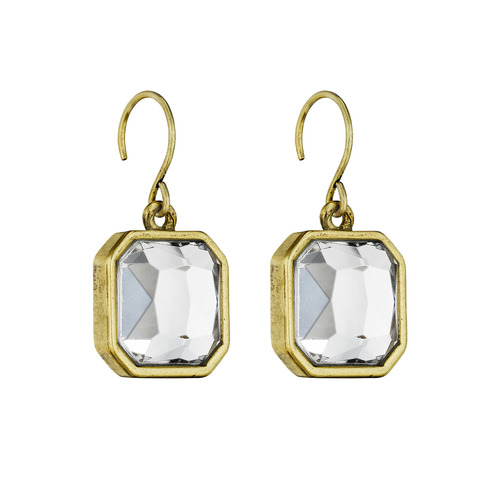 RETRO GLAM SQUARE-CUT CRYSTAL EARRINGS on a white background