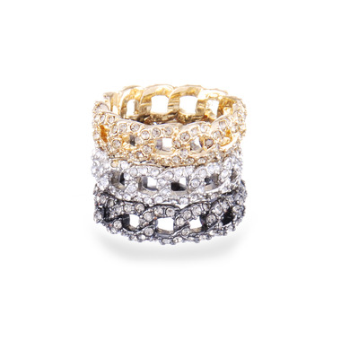 Pavé Link Stack Ring on a white background