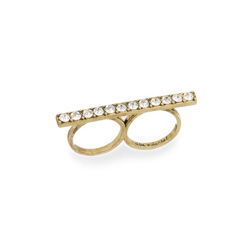Two Finger Pavé Bar Ring on a white background