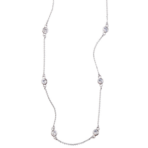Bezel Set CZ Station Necklace on a white background