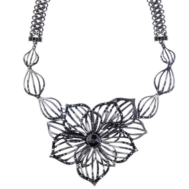 Cut Out Flower + Petal Collar Necklace on a white background