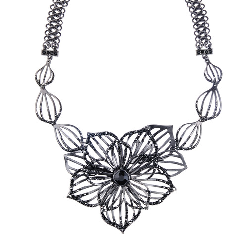 Cut Out Flower + Petal Collar Necklace on a white background