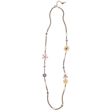 Pearl + Charm Station Necklace on a white background
