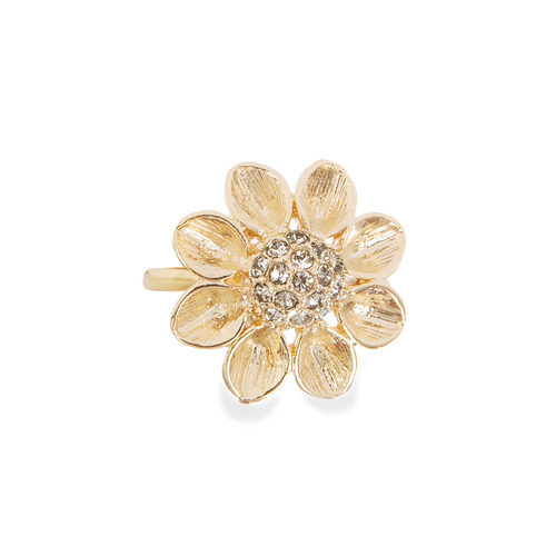 Deco Crystal Flower Ring on a white background