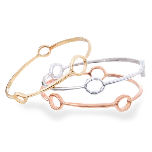 Tri-Tone Open Circle Bangle Set on a white background