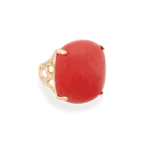 Coral Statement Ring on a white background