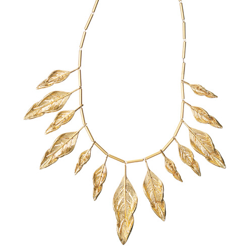 Sculpted Feather Bib Necklace on a white background