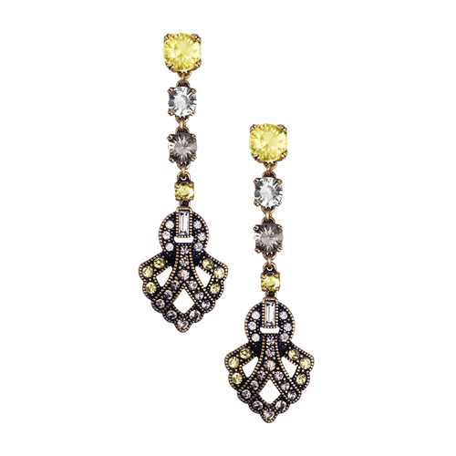Deco Linear Drop Earrings on a white background