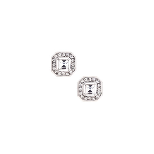 Crystal Square Stud Earrings on a white background