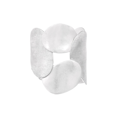 Overlapping Metal Disc Cuff on a white background