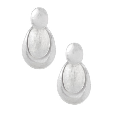 Overlapping Metal Disc Earrings on a white background