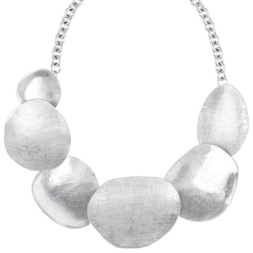 Overlapping Metal Disc Collar Necklace on a white background
