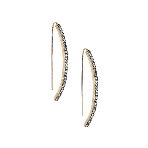 Crystal Pavé Curved Bar Earrings on a white background