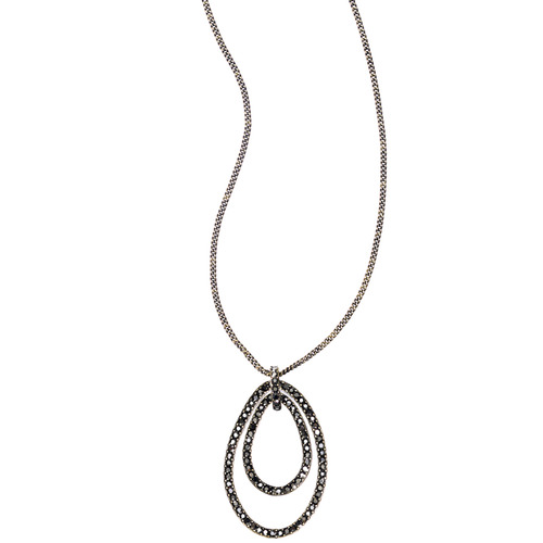 Crystal Pavé Double Link Drop Necklace  on a white background