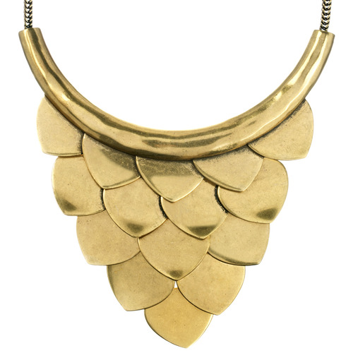 Metal Bib Statement Necklace on a white background