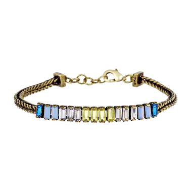 Petite Baguette + Chain Bracelet on a white background