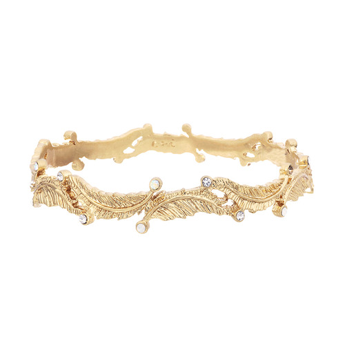 Sweeping Feathers + Stones Bangle on a white background