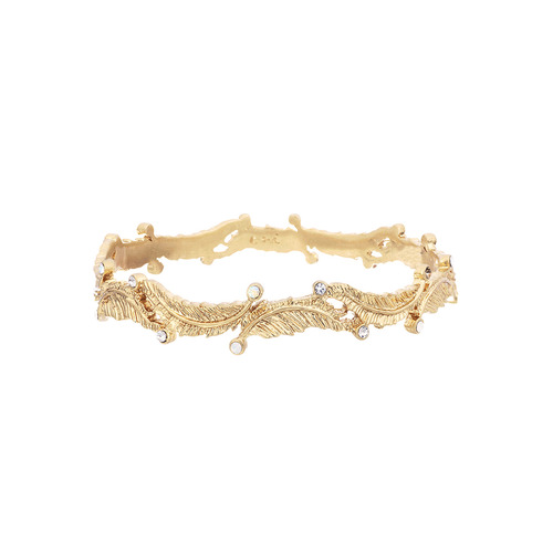Sweeping Feathers + Stones Bangle on a white background