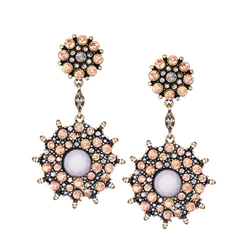 Dramatic Double Drop Clip Earrings on a white background