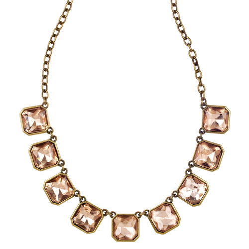 Retro Glam Square-Cut Crystal Necklace on a white background
