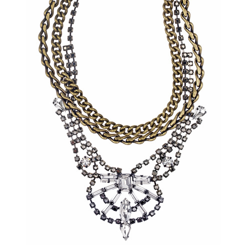Rhinestone + Bold Chain Drama Necklace on a white background