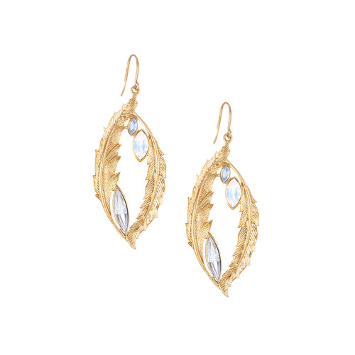 Sweeping Feathers Drop Earrings on a white background