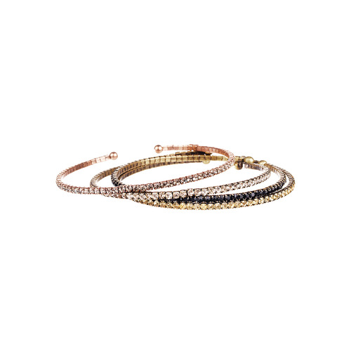 Petite Rhinestone Open Bangle Set on a white background
