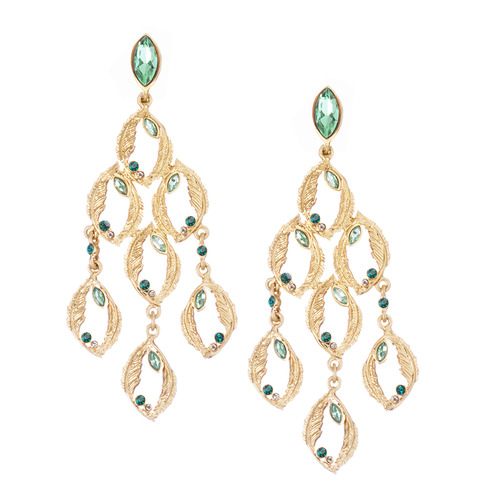 Sweeping Feathers Chandelier Earrings on a white background