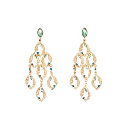 Sweeping Feathers Chandelier Earrings on a white background