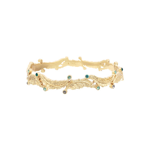 Sweeping Feathers + Stones Bangle on a white background