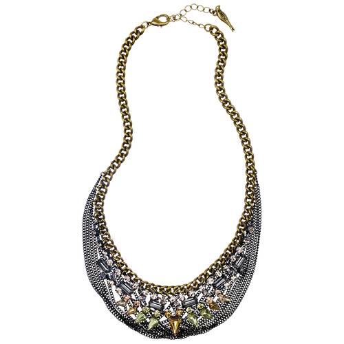Rhinestone + Chain Swag Drama Necklace on a white background
