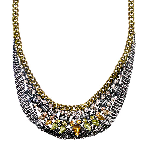Rhinestone + Chain Swag Drama Necklace on a white background