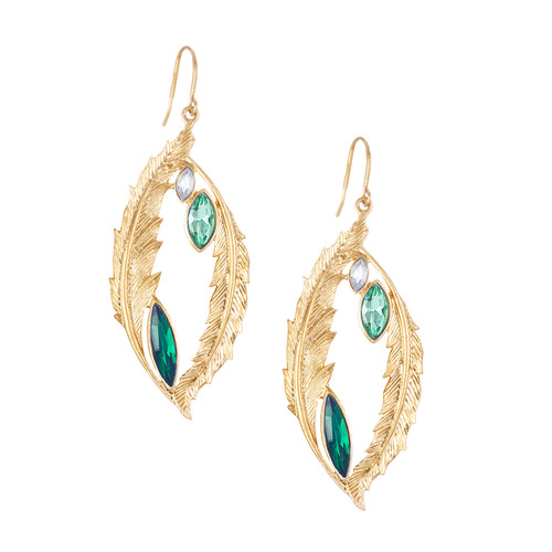 Sweeping Feathers Drop Earrings on a white background