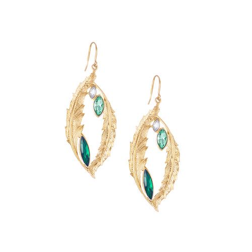 Sweeping Feathers Drop Earrings on a white background