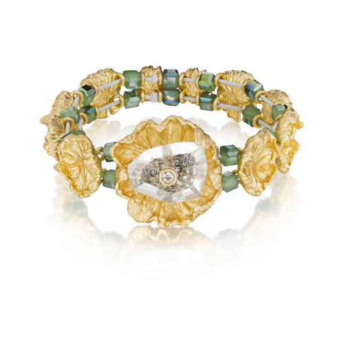 Curled Leaf Stretch Bracelet on a white background
