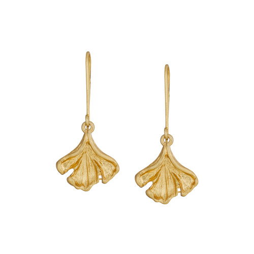 Curled Leaf Drop Earrings on a white background