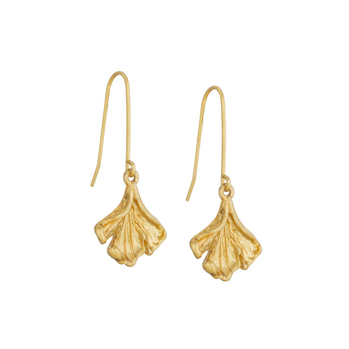 Curled Leaf Drop Earrings on a white background