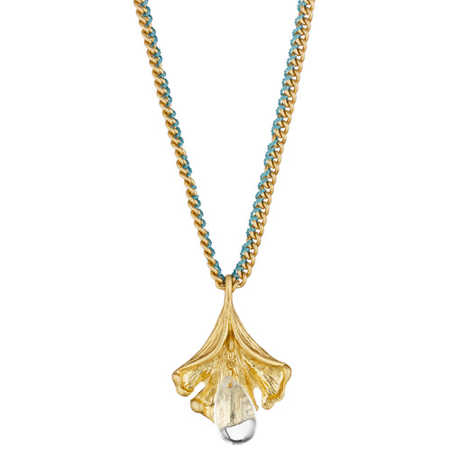 Curled Leaf Pendant on Threaded Chain on a white background