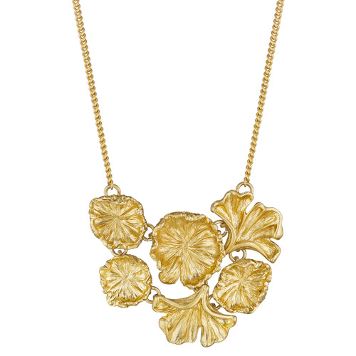 Curled Leaf Cluster Necklace on a white background
