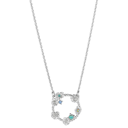 Petite Fleur Delicate Wreath Pendant on a white background
