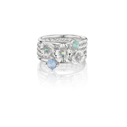 Petite Fleur Delicate Stacking Rings on a white background