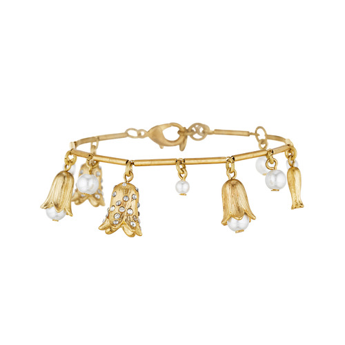 Bellflower + Pearl Drop Bracelet on a white background