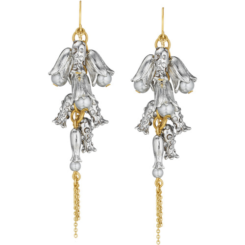 Bellflower + Pearl Cluster Earrings on a white background