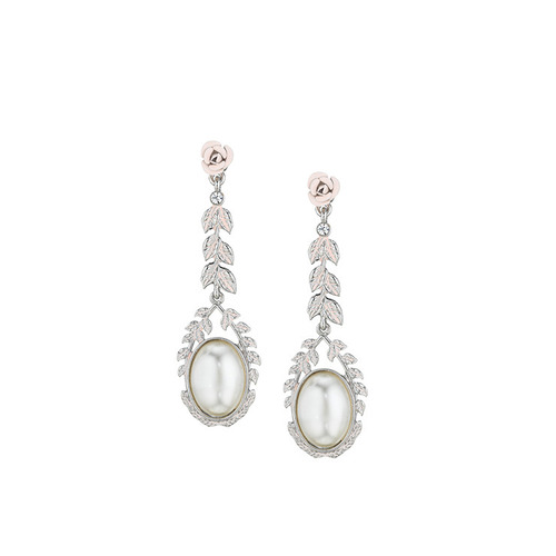Briar Rose Pearl Drop Earrings on a white background