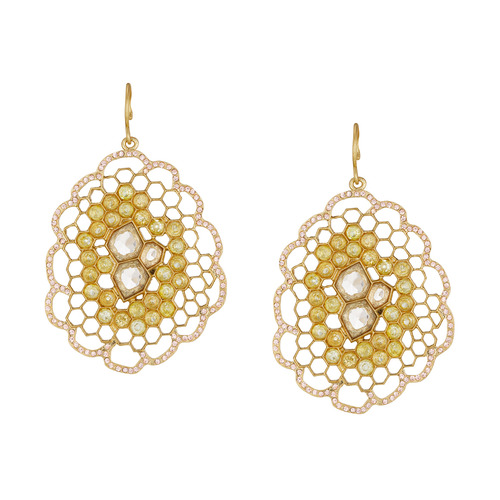 Honeycomb Statement Earrings on a white background
