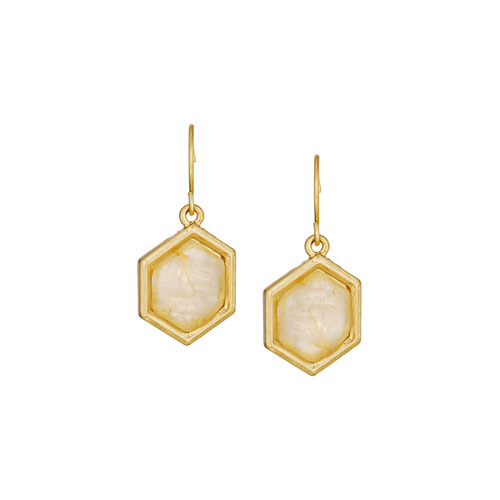 Rutilated Quartz Drop Earrings on a white background